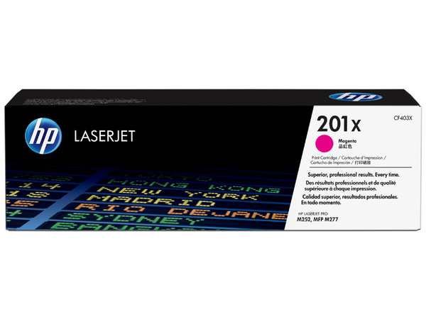 Cartucho de tóner HP 201X Magenta Alto rendimiento Laserjet Original (CF403X).