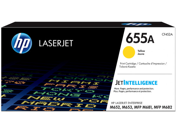 Cartucho de tóner HP 655A Amarillo Alto rendimiento Laserjet Original (CF452A).