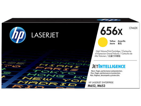 Cartucho de tóner HP 656X Amarillo Alto rendimiento Laserjet Original (CF462X).