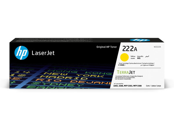 Tóner HP W2222A, hasta 1.200 Páginas, Color Amarillo.
