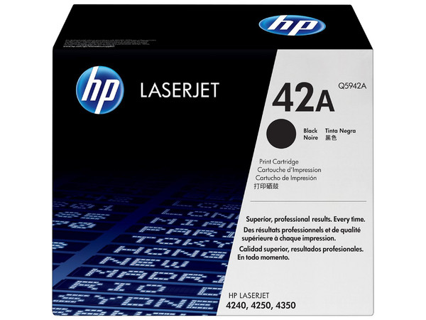 Cartucho de Tóner HP 42A Negro, Modelo: Q5942A.