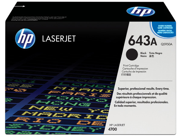 Cartucho de tóner HP 643A Negro Laserjet Original (Q5950A).