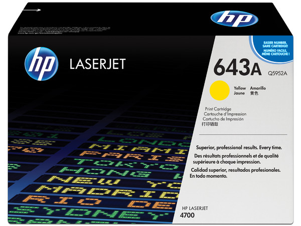 Cartucho de tóner HP 643A Amarillo Laserjet Original (Q5952A).