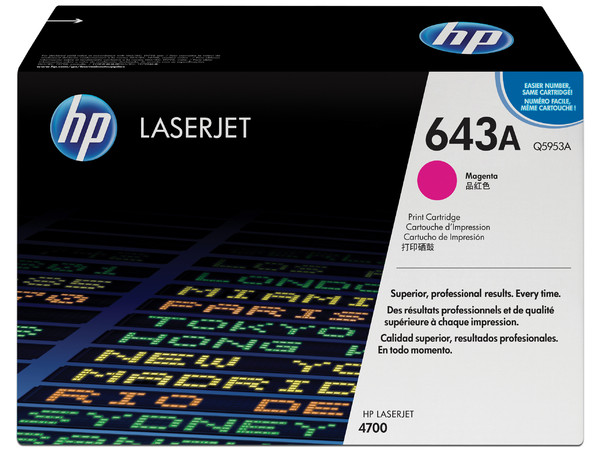 Cartucho de tóner HP 643A Magenta Laserjet Original (Q5953A).