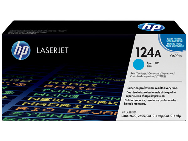 Cartucho de tóner HP 124A Cian Laserjet Original (Q6001A).