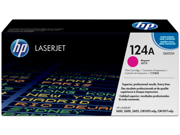 Cartucho de tóner HP 124A Magenta Laserjet Original (Q6003A).