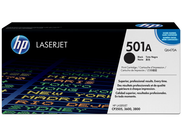 Cartucho de tóner HP 501A Negro Laserjet Original (Q6470A).