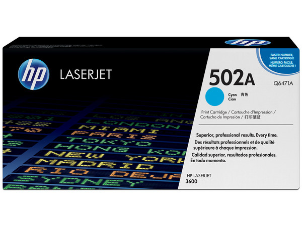 Cartucho de tóner HP 502A Cian Laserjet Original (Q6471A).