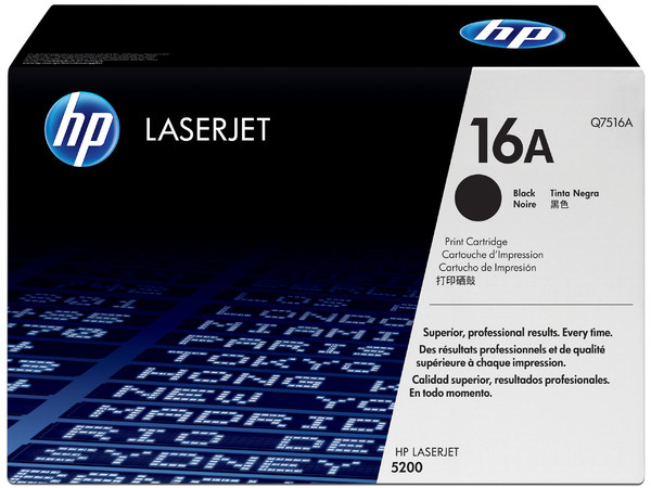 Cartucho de tóner HP 16A Negro Laserjet Original (Q7516A).