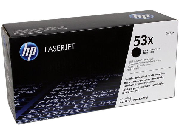 Cartucho de tóner HP 53X Negro Alto rendimiento Laserjet Original (Q7553X).