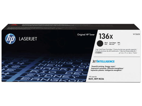 Cartucho de tóner HP 136X Negro LaserJet Original (W1360X).