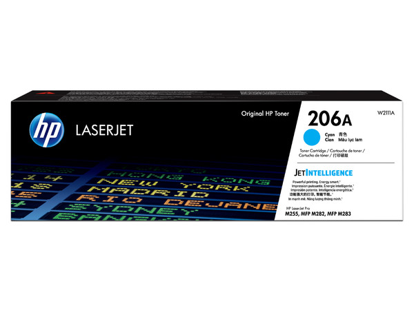 Cartucho de Tóner HP LaserJet 206A, Cian, Modelo: W2111A.