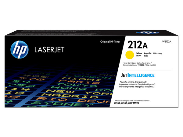 Cartucho de tóner Original HP LaserJet 212A, Amarillo (W2122A).