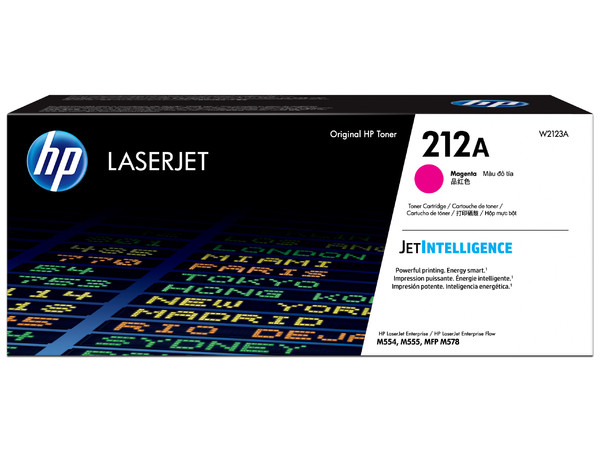 Cartucho de Tóner HP Original LaserJet 212A, Magenta, Alto Rendimiento, Modelo: W2123A.