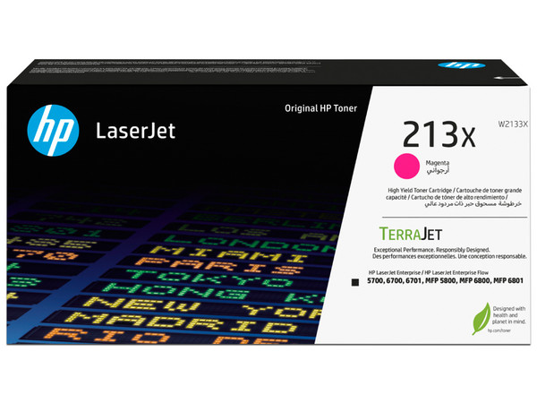 Cartucho de tóner HP 213X Original Magenta Laserjet Original (W2133X).
