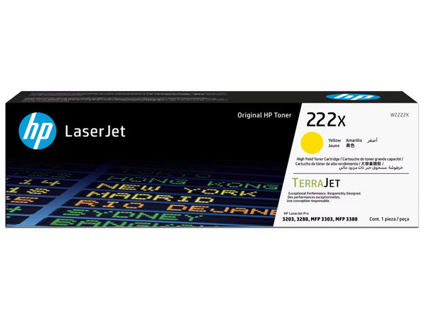 Toner HP 222X W2222X Amarillo: Compatible con LaserJet Pro MFP 3303 / MFP 3388, rendimiento de hasta 2,500 páginas