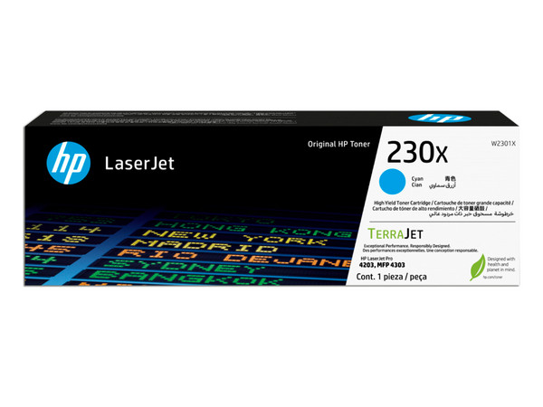 Cartucho de Tóner HP 230X Cian Laserjet Original (W2301X).