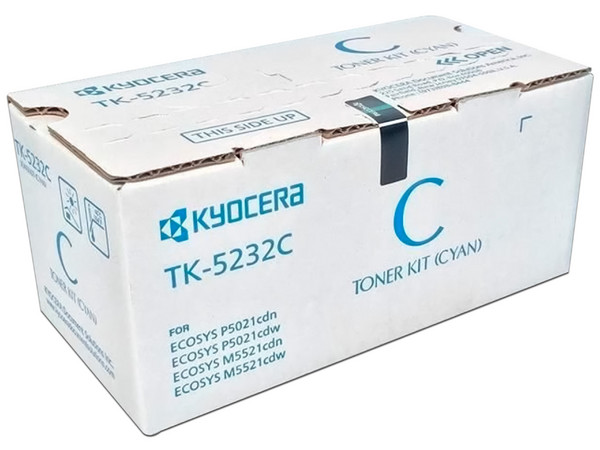Cartucho de tóner Kyocera, Color Cian, Modelo: TK-5232C.