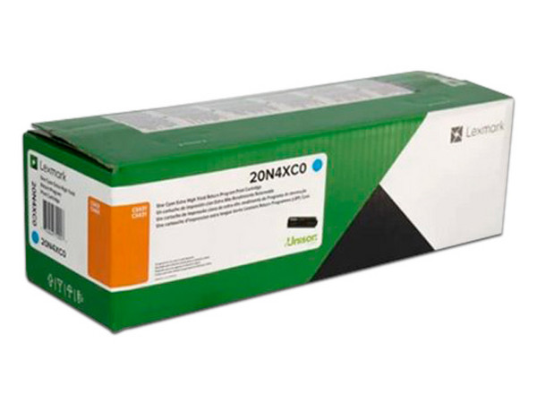 Cartucho de Tóner Lexmark, Cian, Alto Rendimiento, Modelo: 20N4XC0.