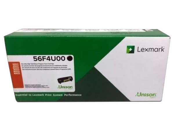 Cartucho de Tóner Lexmark Modelo: 56F4U00, hasta 25,000 páginas, Negro.