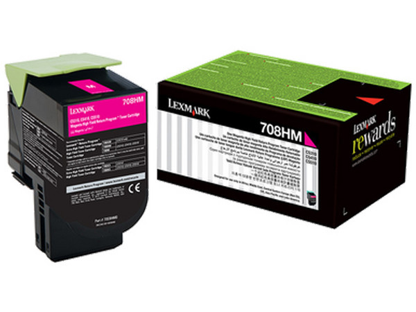 Cartucho de tóner Lexmark, Magenta, Modelo: 70C8HM0.