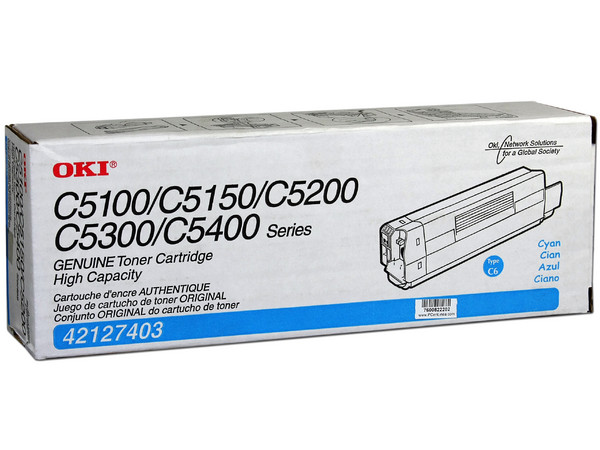 TONER OKIDATA CYAN C5100 C5300 Modelo: 42127403