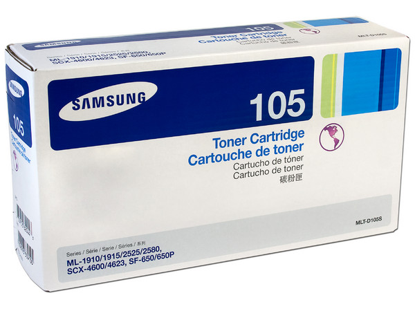 Cartucho de Tóner Samsung 105 Negro, Modelo: MLT-D105S.