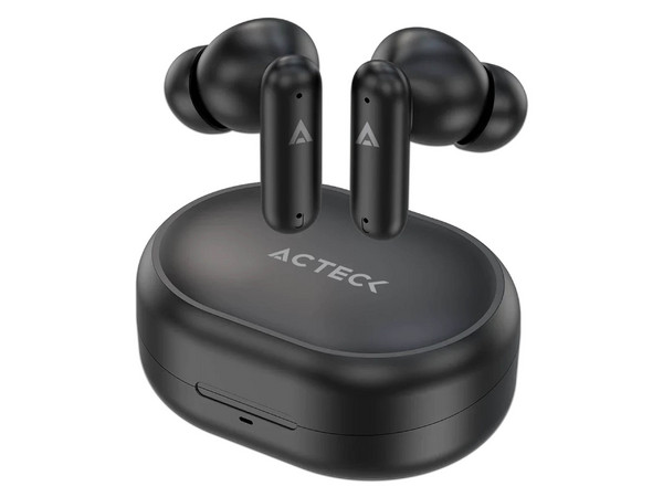 Audífonos Inalámbricos Acteck Flow Nano EF670, Con Estuche de Carga, Respuesta de Frecuencia 20Hz - 20kHz, Bluetooth, Compatible con Android e iOS. Color Negro.