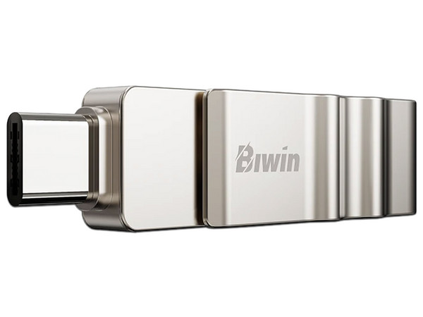 Unidad Flash USB Dual Biwin UD150 de 128GB, USB Tipo C y Tipo A. Color Plata.