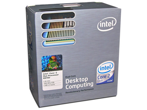 Procesador Intel Core 2 Duo E6700 a 2.66 GHz, Socket LGA 775, BUS de 1066MHz, 4MB L2 Cache, Dual Core, EM64T