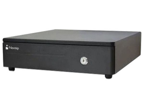 Cajón para Dinero Nextep NE-514C, Capacidad para 4 Billetes y 8 Separadores para Monedas. Color Negro.