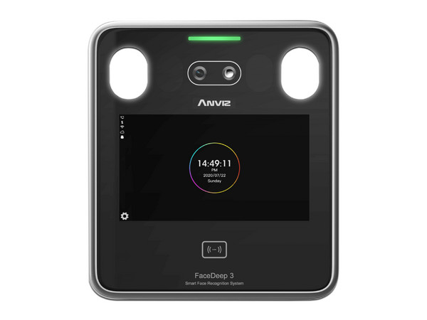 Control de Acceso Biométrico Anviz FaceDeep 3, con detección de cubrebocas y módulo termográfico para mano, hasta 6,000 usuarios y 100,000 registros, Wi-Fi, USB. Color Negro.