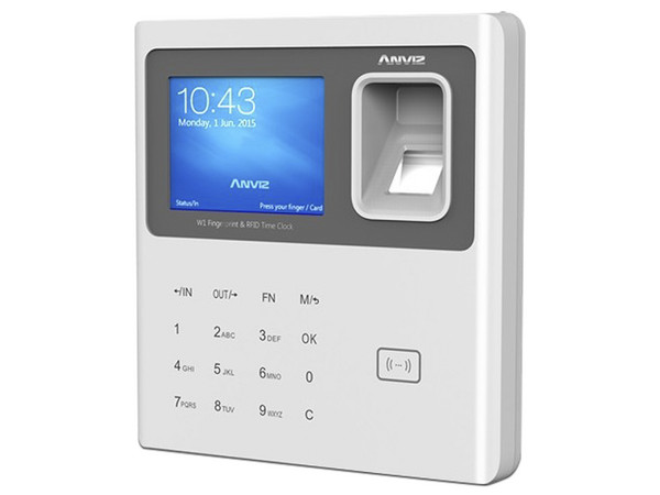 Control de asistencia biométrico Anviz W1 Pro, hasta 3,000 huellas y 100,000 registros, Wi-Fi, USB, acceso a la nube, Color Negro.