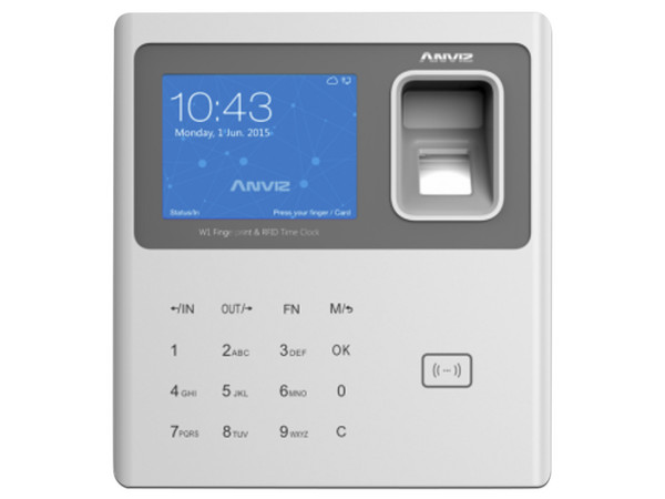 Control de asistencia biométrico Anviz W1 Pro, hasta 3,000 huellas y 100,000 registros, Wi-Fi, USB, acceso a la nube, Color Negro.