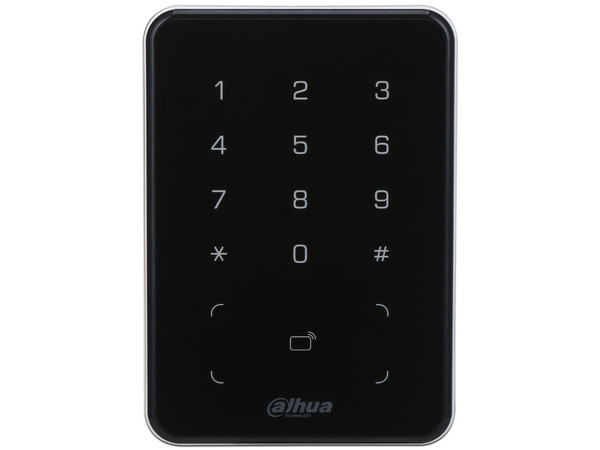 Lector de control de acceso Dahua DHI-ASR2101A, Lectora de Tarjetas MiFare con Teclado Touch, Conexión RS-485 y Wiegand, Leds Rojo y Verde, Fondo de Luz Azul.