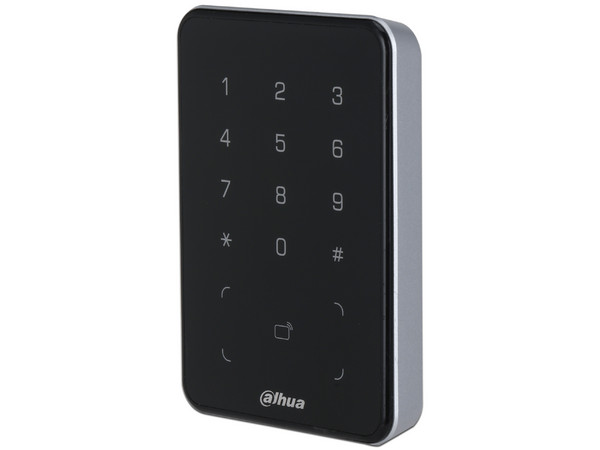 Lector de control de acceso Dahua DHI-ASR2101A, Lectora de Tarjetas MiFare con Teclado Touch, Conexión RS-485 y Wiegand, Leds Rojo y Verde, Fondo de Luz Azul.