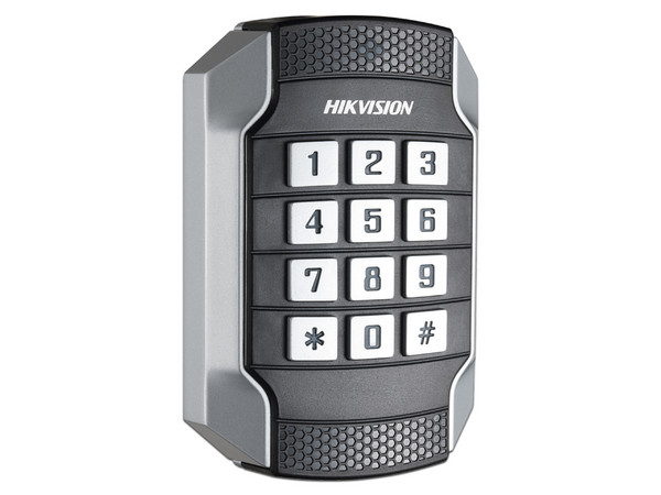 Lector de Tarjetas MIFARE y Contraseñas Hikvision DS-K1104MK, Wiegand W26, W34 y RS-485, IP65, IK10, Indicador LED.