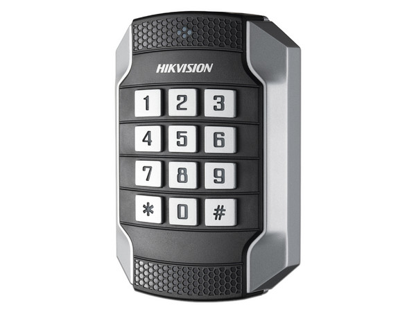 Lector de Tarjetas MIFARE y Contraseñas Hikvision DS-K1104MK, Wiegand W26, W34 y RS-485, IP65, IK10, Indicador LED.