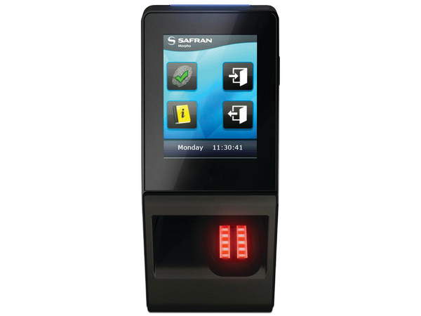 Lector de huellas Idemia Serie Sigma lite plus con lector Mifare PoE, IP65 aprobado por FBI.