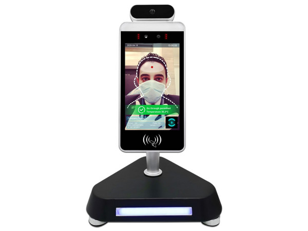 Control Acceso Biometrico Facial, Termómetro Digital en Tablet Multimedia, Pantalla LCD de 8