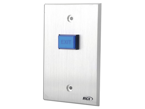 Botón de Salida RCI 970MO-12V, Placa Aluminio, Color Azul.
