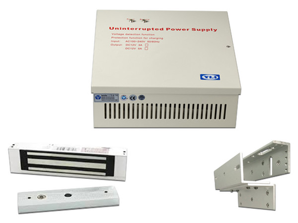 Paquete de Cerradura magnética ZKTeco LM1805 de 120 kg, Gabinete YP902123 con fuente de energía y Soporte LMB180ZL de fijación en ZL.
