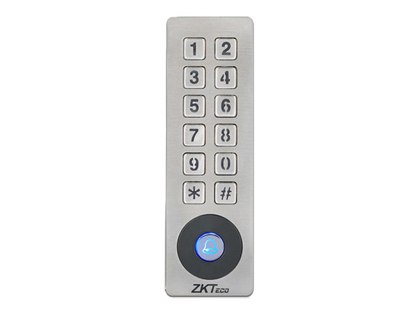 Lector de Tarjetas con Teclado ZKTeco SKW-V2, Hasta 1,000 tarjetas, 8 Grupos de Contraseñas, IP65. Color Gris.
