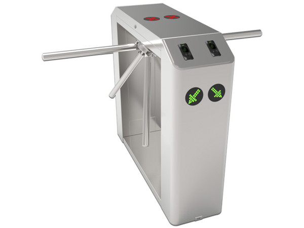 Torniquete bidireccional doble ZKTeco TS2200, semiautomático, compatible con lectores de huella y RFID (no incluidos).