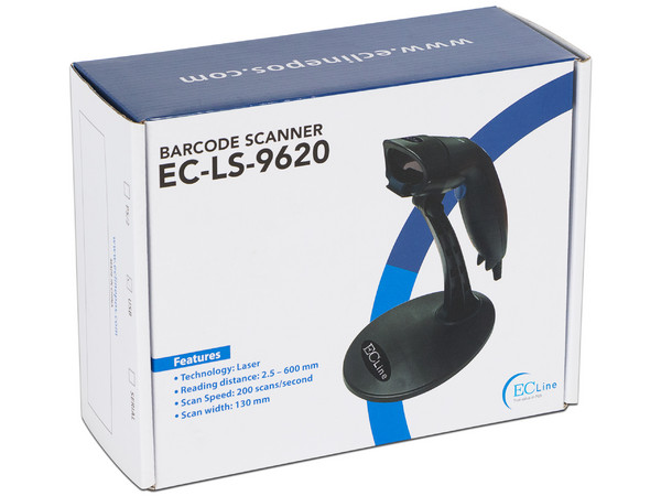 Lector de Código de Barras EC Line, Diseño Ergonómico, USB, Incluye base.
