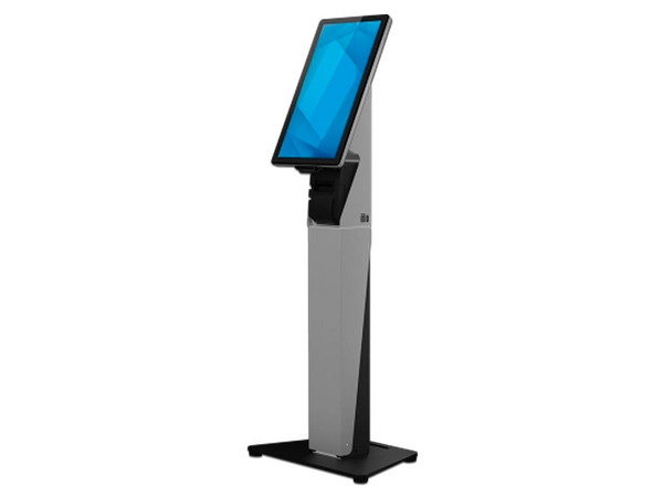 Soporte de Piso Elo Wallaby para Autoservicio, Compatible con Series I. Color Negro/Plateado.