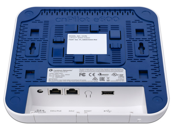 Acces Point Cambium Networks cnPilot E600 de Doble banda, Wireless AC (Wi-Fi 5), hasta 2133 Mbps, 2 puertos Ethernet, hasta 28 dBmW de potencia.