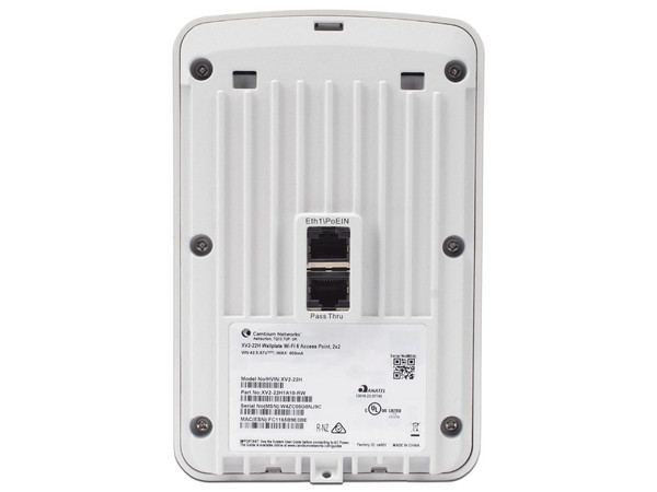 Access Point CAMBIUM NETWORKS XV222H0A10RW, Doble banda 2.4GHz y 5GHz, Wireless AX (Wi-Fi 6), Hasta 2976 Mbps, Dual-radio 2x2. Color Blanco.
