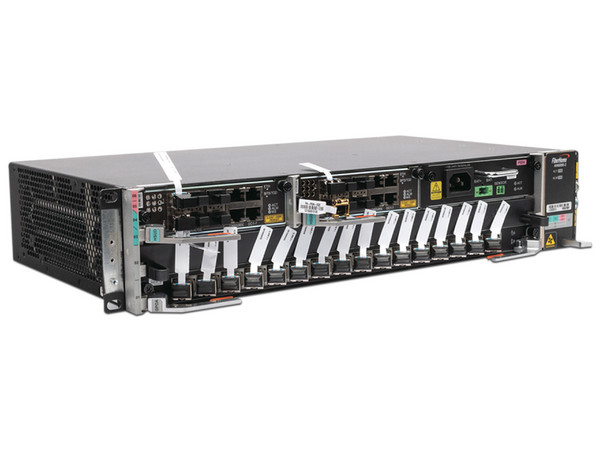 OLT FiberHome AN6000-2-AC Carrier Class Modular GPON, 2 Ranuras, 1 Tarjeta GPOA de 16 puertos GPON, 1 Fuente de CA, 2 UR.