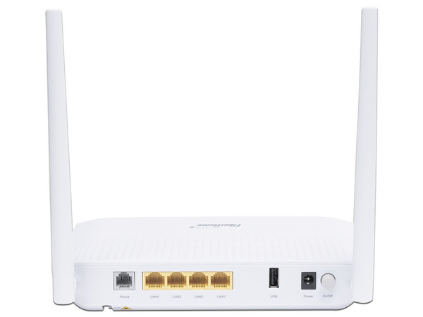 ONU GPON FiberHome HG323D-AC con Wi-Fi 2.4 GHz, hasta 300 Mbps, 2 puertos LAN Gigabit. Color Blanco